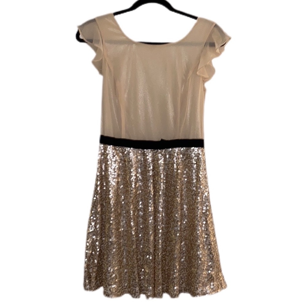 Forever 21, size medium, gold sequin dress with black bow